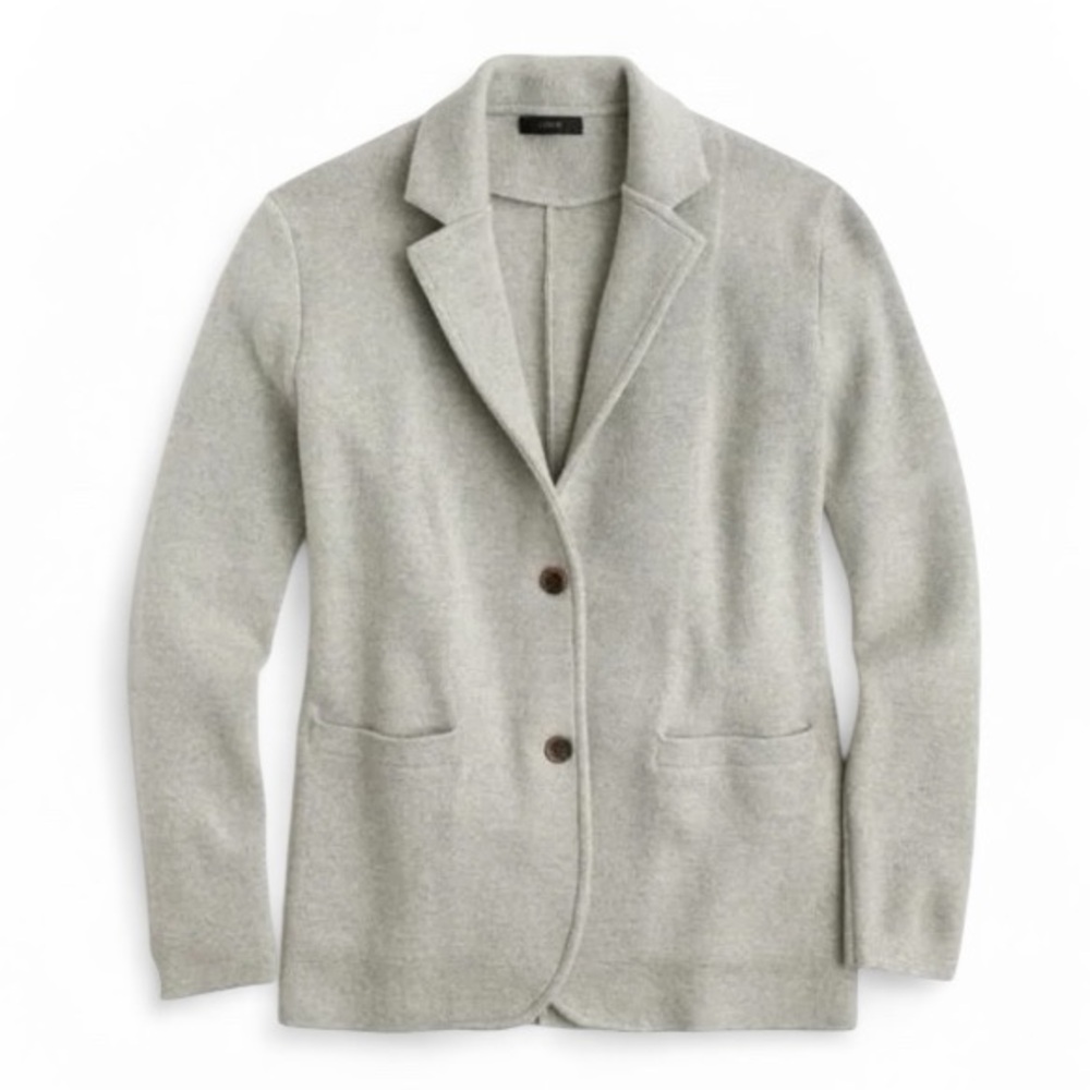 J Crew Two button Sweater Blazer Knit Cotton in Gray W2257 Sz XS